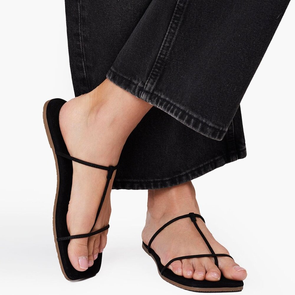 TKEES Chloe Sandal in Sable leather flat flip flop open toe suede